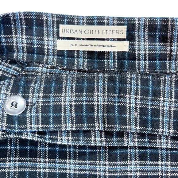 Urban Outfitters Mini Skirt Blue Plaid Fringed Size S - Picture 2 of 6
